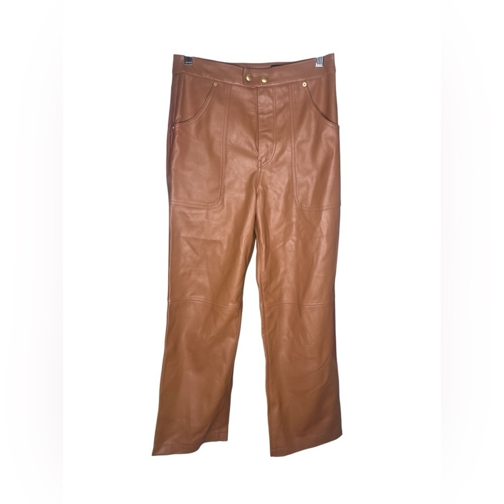 Blank NYC the Baxter ribcage straight leg faux leather pants in brown size 28 - Picture 3 of 5